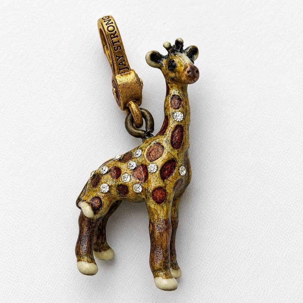 Jay Strongwater Giraffe Charm Swarovski Crystal Enamel Animal Pendant RARE
